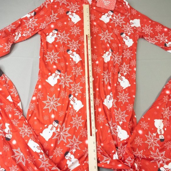 Womens Costume Red White Medium Halloween Christmas Snow Man Overall Lounge 1228 - Picture 5 of 6